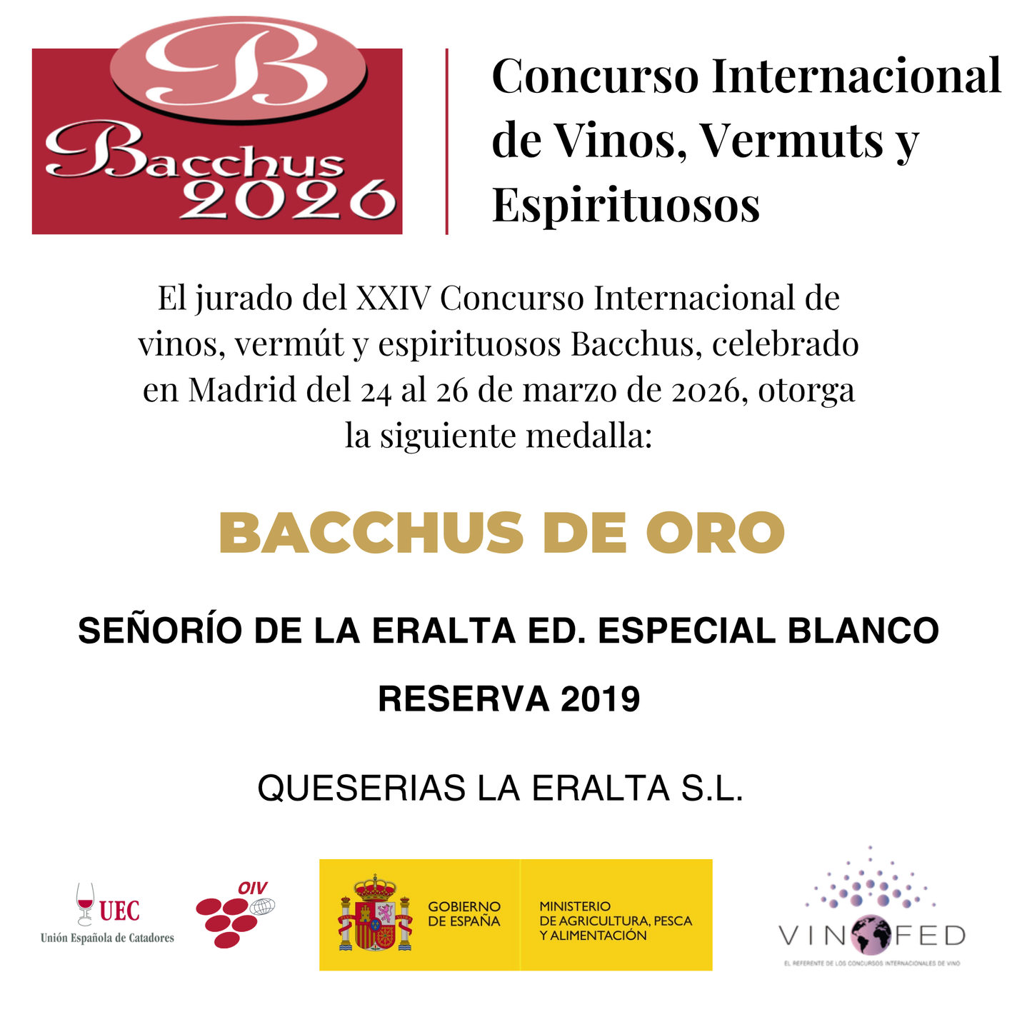 Vino Blanco Rioja Edición Limitada Reserva “Señorío de La Eralta” 2019